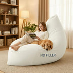 Honeydak 3 in 1 Giant Bean Bag Chair Cover Only (No Filler) Convertible Bean Bag Lazy Floor Sofa Cover Without Filling Washable Versatile Stuffed Animal Storage for Bedroom (Creamy White,Milk Velvet)