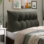 WOWMAX 80% Cotton & 20% Linen Blend Headboard Pillow – Queen Size Reading Wedge Backrest for Bed, Handmade Firm Support Bolster Cushion with Removable Cover, Premium Bed Rest Pillow, Deep Gray
