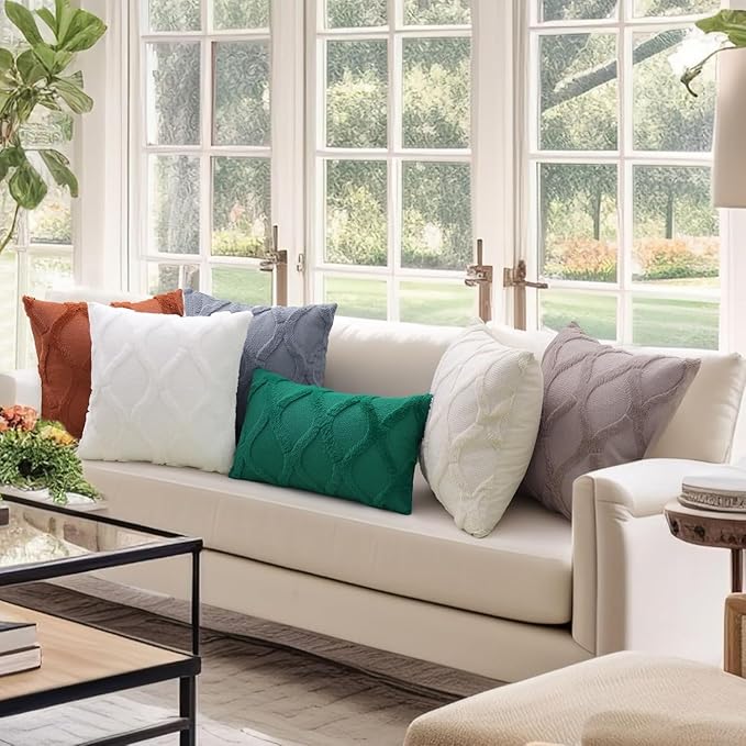 decorUhome Spring Throw Pillow Covers 16x16 Inch Set of 2, Soft Plush Faux Fur Wool Green Accent Couch Pillow Covers for Modern Farmhouse Bed Sofa Living Room