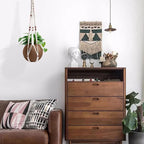 Handmade Macrame Plant Hanger with 2PCS Hooks, Elegant Hanging Plant Holder for Indoor Outdoor Plants, Sturdy Hanging Planters with No Tassel, 33 Inch, Ivory