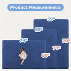1.3" Thick Baby Floor Play Mat 59x79, Basic Padded Foam Mat for Tummy Time Crawling, Non Slip Cushioned for Babies Toddlers Infants Kids (Blue)