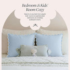 BEBE BASK Blue Scalloped Pillow Cover - Set of 2-18 x 18 Inch - Scallop Pillow Cover - Scalloped Pillows - Scallop Pillows - 100% Cotton - Grandmillennial Style (Sky Blue/White)