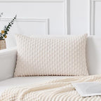 Kevin Textile 14x24 Inch Pillow Cover 1 Pack Boho Christmas Decorative Soft Striped Corduroy Lumbar Farmhouse Color Accent Rectangle Cushion Case for Living Room Couch Sofa Bed, Pure White
