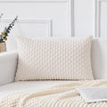 Kevin Textile 12x24 Inch Pillow Cover 1 Pack Boho Christmas Decorative Soft Striped Corduroy Lumbar Farmhouse Color Accent Rectangle Cushion Case for Living Room Couch Sofa Bed, Pure White