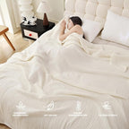 Throw Blanket for Bed 100% Cotton Ultra Soft Rustic Quilt Farmhouse Decor Fall Bed Blankets,80"×90" All Season Rustic Large Throw for Sofa Couch Chair