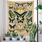 Adolphe Philippe Millot Print Poster Vintage Butterfly Tapestry 48”x36” Long Vertical Wall Hanging Reference Illustrative Wall Tapestries for Bedroom Aesthetic Tapestry Wall Hanging Bedroom Room Decor