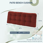downluxe Outdoor Bench Cushion for Patio Furniture, Water Resistant Tufted Overstuffed Porch Swing Cushions, Thick Outdoor Loveseat Cushions, 48" X 18" X 5", Brick Red, Set of 1
