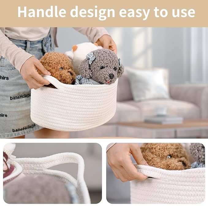 Baby Blue Cute Woven Storage Basket with Handle, Baskets for Gifts Empty, Gift Baskets for Valentines Day, Baby Shower, Burr, Raffle Fundraiser, Decorative Organizer Box for Baby Toy Pet