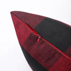 CARRIE HOME Red and Black Christmas Checkered Throw Pillow Covers 16x16 Set of 2 Outdoor Christmas Farmhouse Decor Pillows 16 x 16 for Patio Deck and Couch Sofa (No Pillow Inserts)