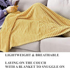 MIULEE Light Yellow Throw Blanket 3D Ribbed Jacquard Fleece Flannel Velvet Plush Decorative Bed Blanket (Throw, 50" x 60") - Super Soft, Lightweight, Warm and Cozy for Couch Sofa