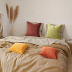 Topfinel Throw Pillow Cover 4pc Set - Multi Yellow Burnt Orange Combo - 22" x 22" Solid Cozy Corduroy Square Accent Decorative Cushion Case for Couch Sofa Chair Bed