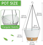 ZMTECH 2 Pack 8 Inch Hanging Planters for Indoor Plants, Modern White Hanging Planter with Visible Water Level Window & Removable Tray, Decorative Plant Hanger Indoor for Home Decor