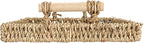 Household Essentials Handwoven Seagrass Rectangular Tray Set with Wood Handles, Natural, Set of 2