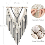 Dremisland Macrame Woven Wall Hanging Boho Geometric Woven Tapestry Beige & Grey Cotton Handmade Bohemian Art Decor with Tassel Craft Ornament for Bedroom Living Room Apartment Nursery (Grey)