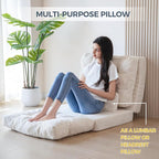 MAXYOYO Folding Sofa Bed, Tufted Bean Bag Bed with Pillows Floor Mattress for Adults, Extra Thick and Long Floor Sofa, Single Couch Bed for Bedroom Living Room, Beige, 30x91 Inch