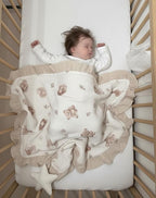 Muslin Ruffled Baby Blanket, Extra Large 52 x 52 Inches, Soft Breathable Cotton Crib Blanket for Newborn Infant Toddler (Vintage Blossom-Ruffled, Printed)
