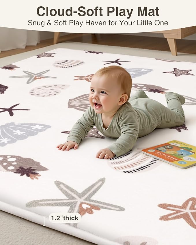 Baby Play Mat for Floor,1.2" Thick 50x50 Playpen Mat,Safe Padding Tummy Time Mats for Babies and Infants Toddlers,Cushioning Foam Mats for Kids Crawling,Non-Slip Baby Playmat,Yoga,Tatami,Nursery Rug