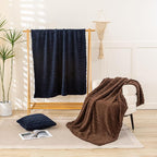 YUSOKI Sherpa Large Throw Blanket Single Layer,Light Weight(1.7lb),370GMS-3D Stylish Design for Gift Home Decor (Navy,50"x65")