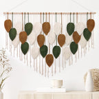 KHOYIME Large Macrame Wall Hanging Boho Woven Tapestry, Chic Home Decor Modern Bohemian Handmade Leaf Feather Wall Art Decorations for Apartment Living Room Bedroom Nursery Backdrop 51.5" W X 33.5" L