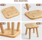 Solid Wood Step Stool 9.3" - 300lbs Capacity Plant Stand Indoor, Smal Stools to Sit on, Multi-Use Footstool for Bathroom/Bedroom/Kitchen（Natural Color）