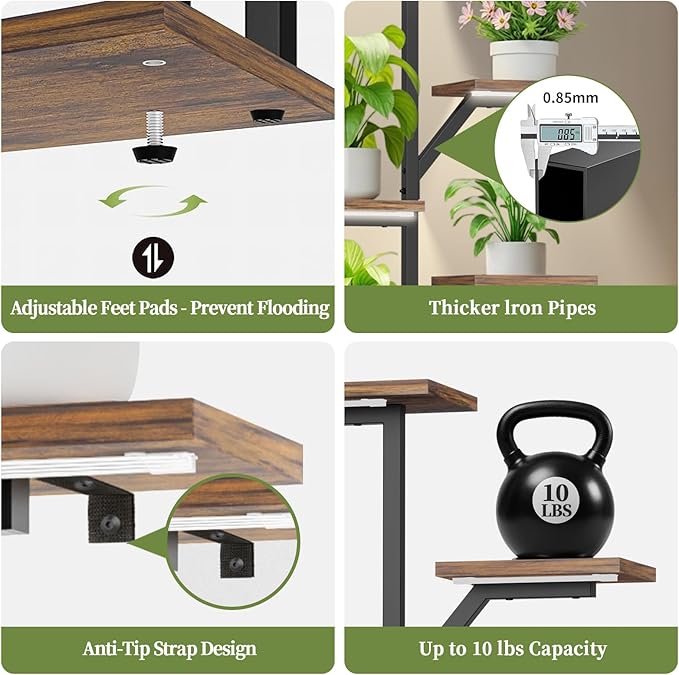 Plant Stand Indoor with Grow Lights - 12 Tiered Metal Plant Shelf with Drawer, 65" Large Plant Stand for Indoor Plants, Holds 16 Plant Pots, Flower Holder Plant Rack for Living room, Patio, Bedroom