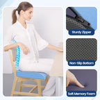 Seat Cushion for Tailbone Pain Relief, Office Chair Cushion, Memory Foam Large Chair Cushion with Non-Slip Cover for Soft Support at Office Chair, Car Seat, Airplane Light Blue/2X-Large