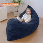 MAXYOYO 3 in 1 Kids Bean Bag Chair Bed, Child Floor Sofa for Gaming, Reading, Faux Fur Floor Mattress with High-Density Foam Filling for Living Room Bedroom