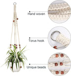 35 Inch Macrame Plant Hanger Indoor, Hanging Planter Basket Woven Boho Rope Hanger Kits with Metal S Hooks for Up to 10 Inch Plant Pots Indoor Outdoor Home Decro No Tassels