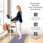 HappyTrends 2 PCS Kitchen Mat Cushioned Anti-Fatigue Floor Mat, Heavy Duty Ergonomic Comfort Foam Standing Mat, Waterproof Non-Slip Kitchen Rugs for Home, Office(17.3"x39"+17.3"x39",Grey)
