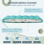 downluxe Outdoor Bench Cushion for Patio Furniture, Water Resistant Tufted Overstuffed Porch Swing Cushions, Thick Outdoor Loveseat Cushions, 44" X 19" X 5", Teal, Set of 1