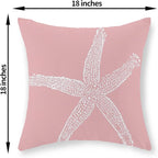 Coastal Pillow Covers 18x18 Inch Set of 2, Pink Coral Starfish Throw Pillows Nautical Ocean Decorations Beach Pillowcase Outdoor Decor Linen Farmhouse Cushion Case for Home Sofa Living Room