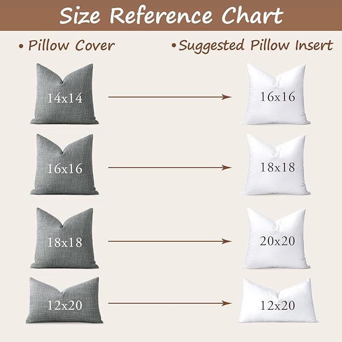 Artscope Synthetic Down Pillow Insert, 16x16 Down Alternative Throw Pillow Insert. Ultra Soft Fluffy Sleeping Pillow with 100% Cotton Cover, Decorative Pillows-White.