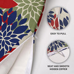 Blue Green Red Pillow Covers 24X24 Inch Set of 2, Modern Dahlia Floral Print Decorative Throw Pillow Covers Outdoor Farmhouse Cushion Case for Home Couch Sofa Bed Decoration