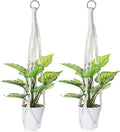 Macrame Plant Hanger, 2 Pcs Boho Hanging Planters for Indoor Outdoor, Decorative Braided Cotton Rope Flower Pot Hanging Plant Holder with Metal Rings