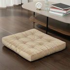 Floor Pillow for Sitting, Large Velvet Floor Seating Cushion for Adults, Tufted Big Pillow for Meditation, Yoga & Living Room, Machine Washable, 22x22 Inch, Beige