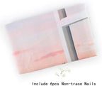 LB Ocean Tapestry Wall Hanging Sea Beach Sunset Wall Tapestry White Window Pink Sky Landscape Tapestries for Bedroom Living Room Dorm Home Wall Decor 92.5x70.9 Inches