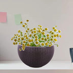 Vencer 11 Inch Round Resin Rattan Hanging Planters,Self Watering Hanging Basket for Indoor Outdoor Plants,Hanging Flower Pots with Drain Hole and Metal Chain,Water Indicator,Coffee,VF-A15-C