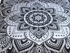 CRAFT KALA Mandala Floor Pillow Cushion Cover Seating Throw Cover Hippie Decorative Bohemian Ottoman Poufs Pillow Cases Boho Indian Cotton Living Room Yoga Home Décor 24" Square, Black Silver Flower
