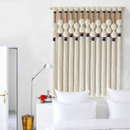Flber Macrame Wall Hanging Boho Wall Art Handmade Spherical Knot Design with Tassel Fringe, Boho Decor for Bedroom Living Room, for Home Decoration 27" W x 33" L