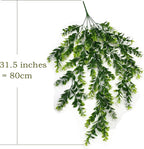 Artificial Hanging Vines, Faux Ivy Green Leaves Vine Plastic Chain Foliage Rattan Willow Plants Fake Greenery Leaf Garland UV Resistant for Indoor Outdoor Garden Door Wall Wedding Decoration 2 Pack