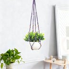35 Inch Macrame Plant Hanger, Hanging Planter Basket with Wood Beads, Decorative Flower Pot Holder for Indoor Outdoor Boho Home Decor, Set of 2 (Purple)