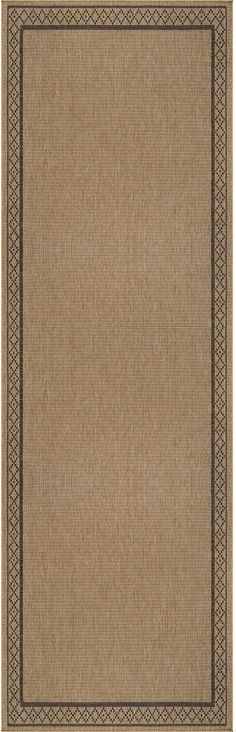 Easy Jute Rugs 2x7 Frame Natural Color Living Room Indoor Outdoor Runner Rug for Patio and Kitchen Rug High Traffic Washable Easy to Clean Solid Boho Woven Design Carpet (2 x 7)
