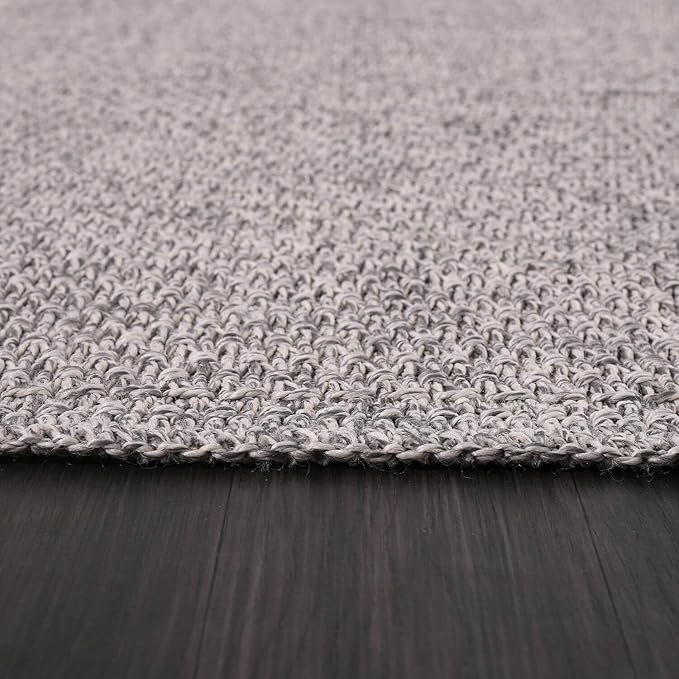 Easy Jute Rug 8x10 Indoor Outdoor Natural Rugs Solid Fiber Rug Woven Area Rug Boho Easy Clean Inside Carpet for Living Room Bedroom Dining Room Hallway or Outdoor Patio Porch (8 X 10 Silver)