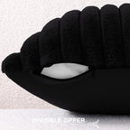 Pallene Faux Fur Plush Lumbar Throw Pillow Covers 12x20 Set of 2, Luxury Soft Fluffy Striped Decorative Pillow Covers for Sofa, Couch, Living Room, Black