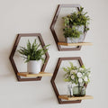 3 Pack Solid Wood & Heavy Duty Metal Wall Plant Stands,9 inch Natural Wood Shelf, Boho Arch Hanging Planter for Indoor 25 LB Load for Plants, Flowers, Herbs Coffee