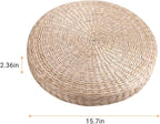 Ejoyous Tatami Seat Cushion, 15.75 x 2.36in Handmade Woven Straw Pouf Floor Seat Cushion Japanese Futon Round Knitted Meditation Pillow Cushion for Home Outdoor Decorative Seat