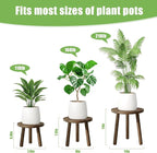 Wood Plant Stands Indoor, 3-Pack Single Plant Stand for 6-12 Inch Pots, Mid-Century Modern Plant Stool, Tall Wooden Plant Stand for Large Plants Perfect Fit for Living Room, Balcony, Office(Dark Brown)