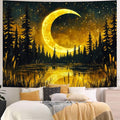 Generleo Galaxy Moon Tapestry Fantasy Forest Tapestries Tree of Life Wall Decor Psychedelic Starry Sky Tapestry Wall Hanging for Bedroom
