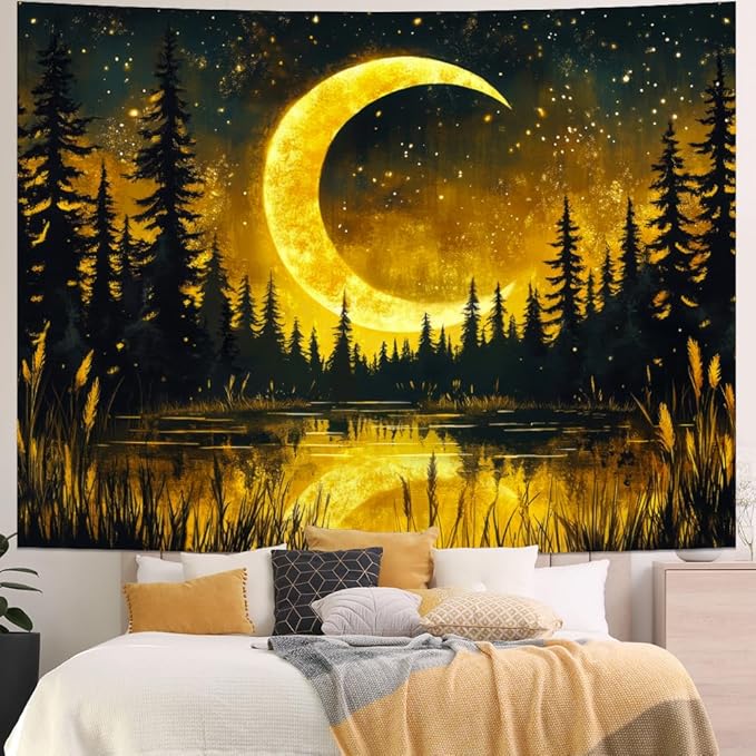 Generleo Galaxy Moon Tapestry Fantasy Forest Tapestries Tree of Life Wall Decor Psychedelic Starry Sky Tapestry Wall Hanging for Bedroom