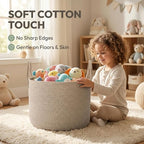 115L Extra Large Blanket Basket for Living Room - Woven Cotton Rope Laundry Hamper with Reinforced Handles - Storage Bin for Pillows, Comforters & Toys - Machine Washable,Oatmeal